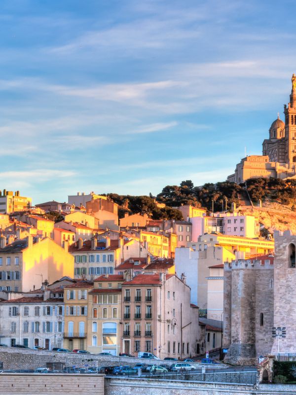 notre dame de la garde at golden hour